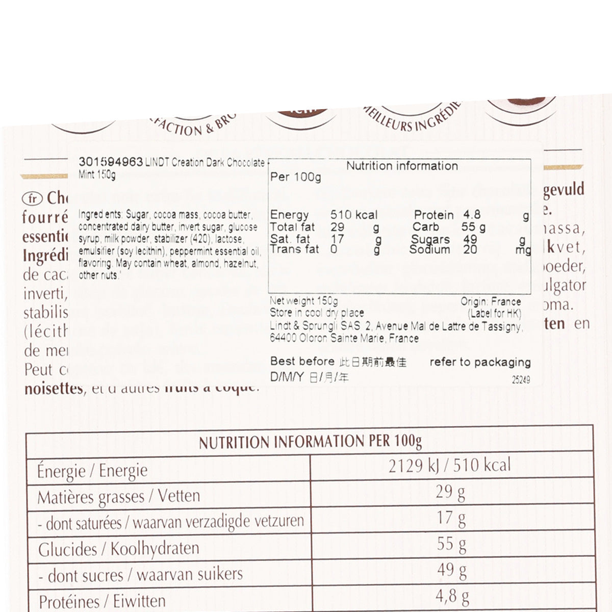 LINDT Creation Dark Chocolate - Mint  (150g)