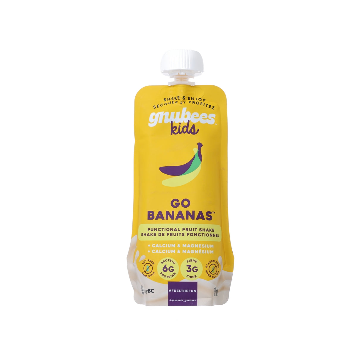 GNUBEES Functional Fruit Shakes + Calcium & Magnesium - Go Bananas [Pouch]  (190mL)