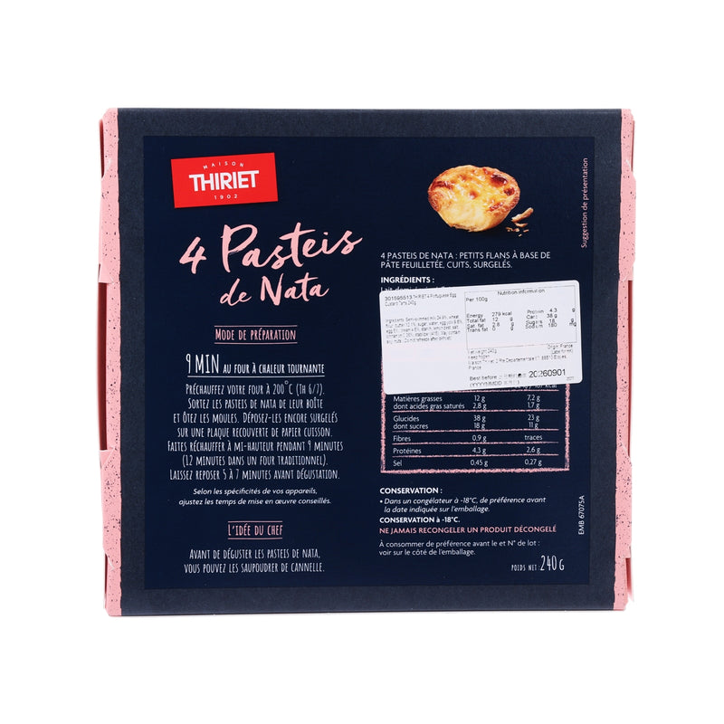 THIRIET 4 Portuguese Egg Custard Tarts  (240g)
