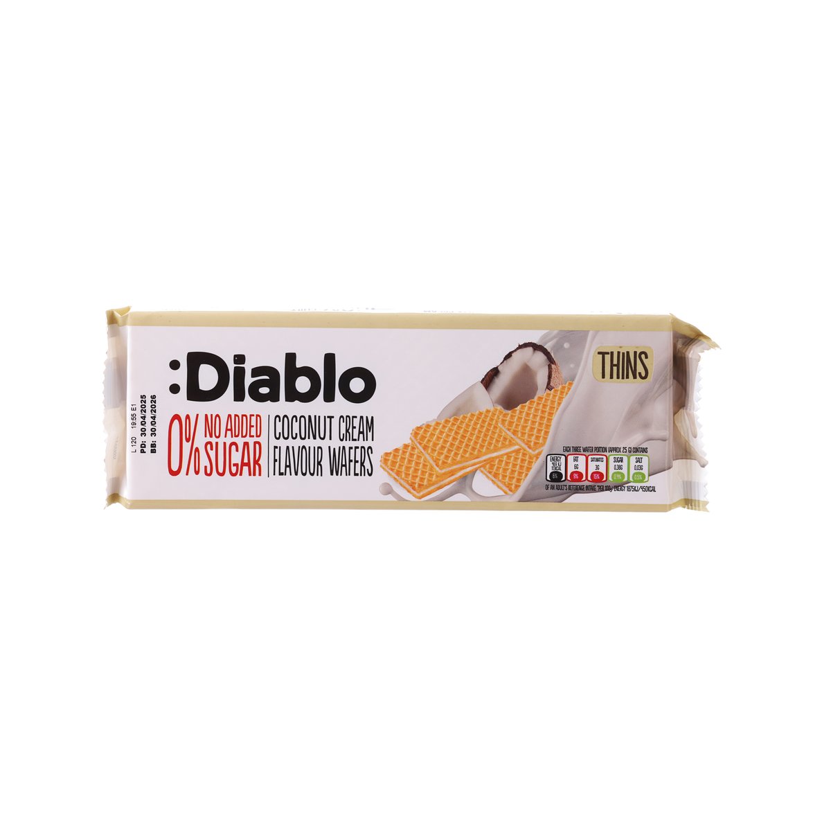 DIABLO No Added Sugar Coconut Cream Flavour Wafers  (150g)