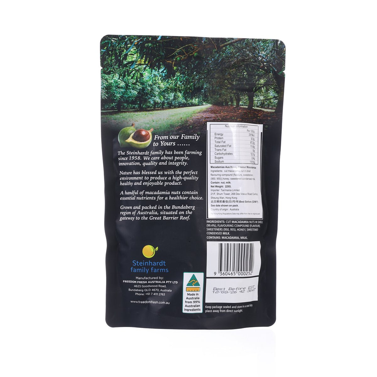 HAPPY NUT Honey Australian Macadamias  (225g)