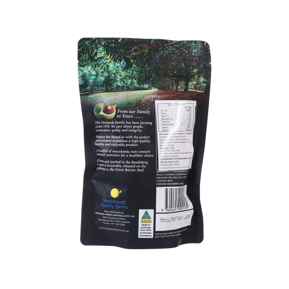 HAPPY NUT Australian Macadamia - Coconut Pandan  (225g)