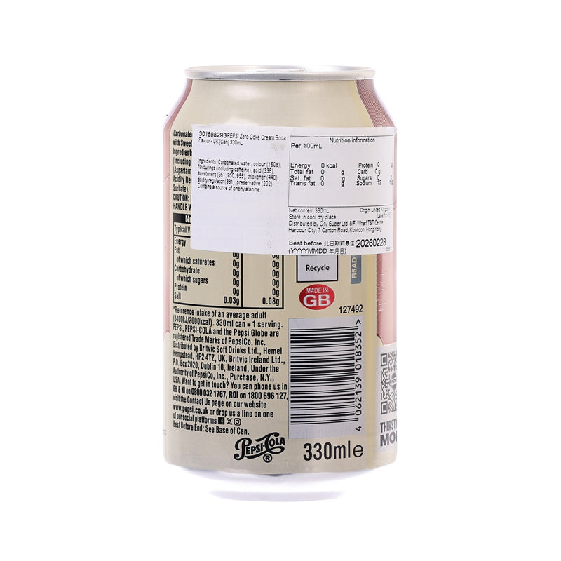 PEPSI Zero Coke Cream Soda Flavour - UK [Can]  (330mL)