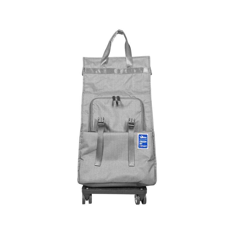 CITYSUPER 4 Wheels Fold-Up Expandable Trolley With Strap L-Grey
