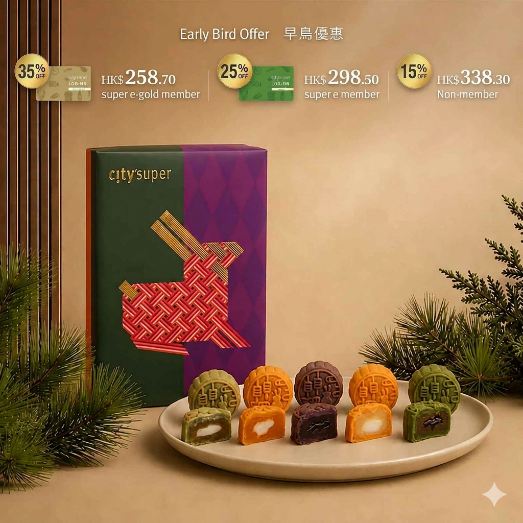 CITYSUPER 迷你麻糬奶黃月餅禮盒 (6件)