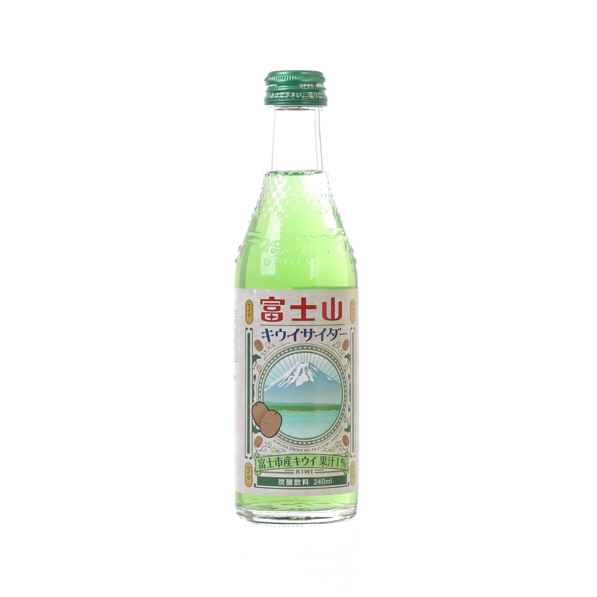 KIMURA DRINK Mt. Fuji Kiwi Soda Pop [Bottle]  (240mL)