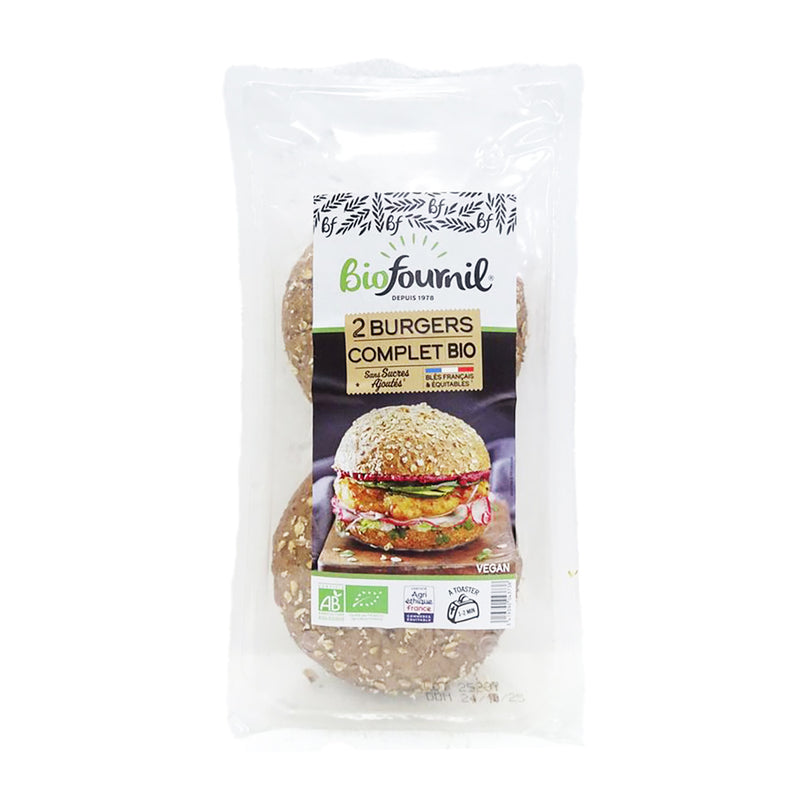 BIOFOURNIL Organic Wholemeal Burger Bun (No Added Sugar) (150g)