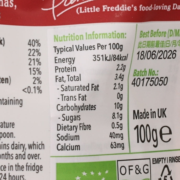 LITTLE FREDDIE Organic Strawberry & Banana Yoghurt (6+ Months)  (100g)