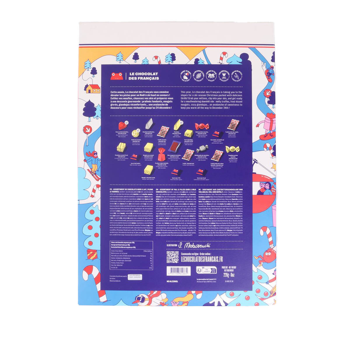LE CHOCOLAT DES FRANCAIS Chocolate Advent Calendar - Ski Christmas on the Slopes  (226g)
