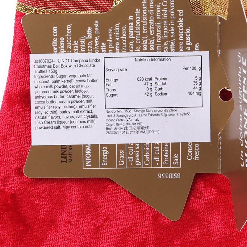 LINDT Campana Lindor Christmas Bell Box with Chocolate Truffles  (150g)