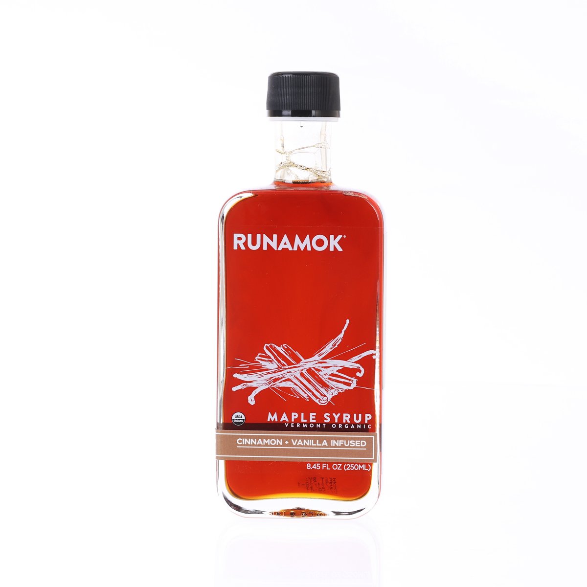 RUNAMOK Cinnamon & Vanilla Infused Organic Maple Syrup  (250mL)