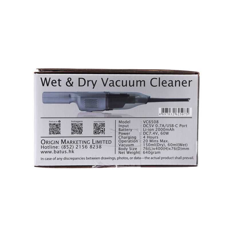 BATUS Cordless Wet & Dry Vacuum Cleaner-VC6508