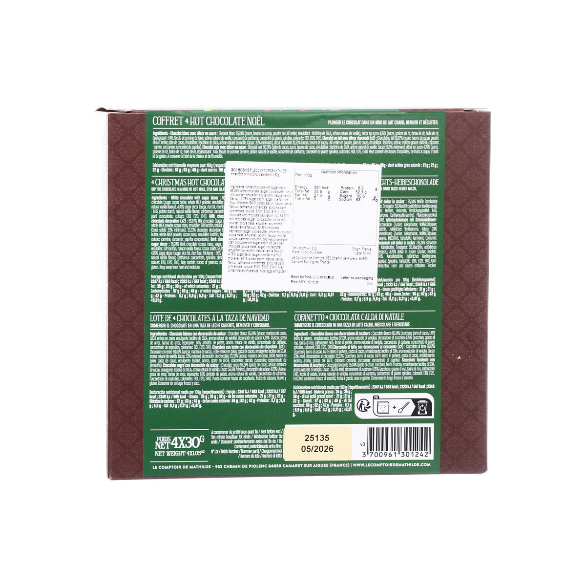 LE COMPTOIR DE MATHILDE Xmas Edition Hot Chocolate Set  (4 x 30g)