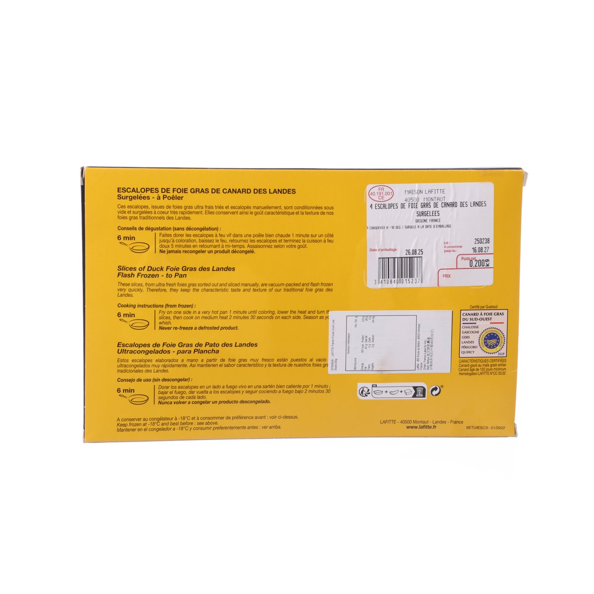 LAFITTE French Frozen Duck Liver Sliced  (200g)