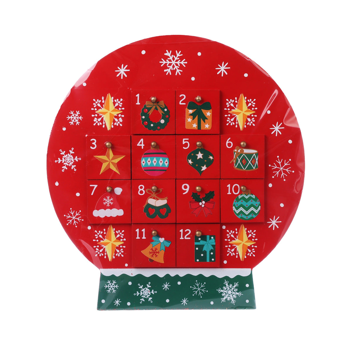 EUREKA Christmas Wood Advent Calendar (Snow Globe) with Confectionery  (60g)