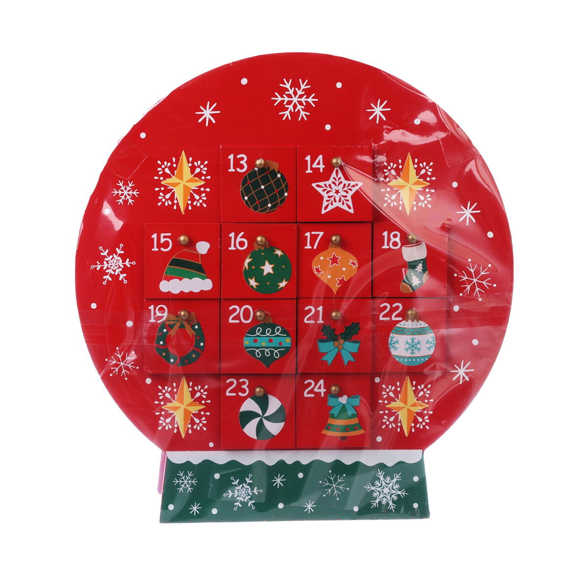 EUREKA Christmas Wood Advent Calendar (Snow Globe) with Confectionery  (60g)