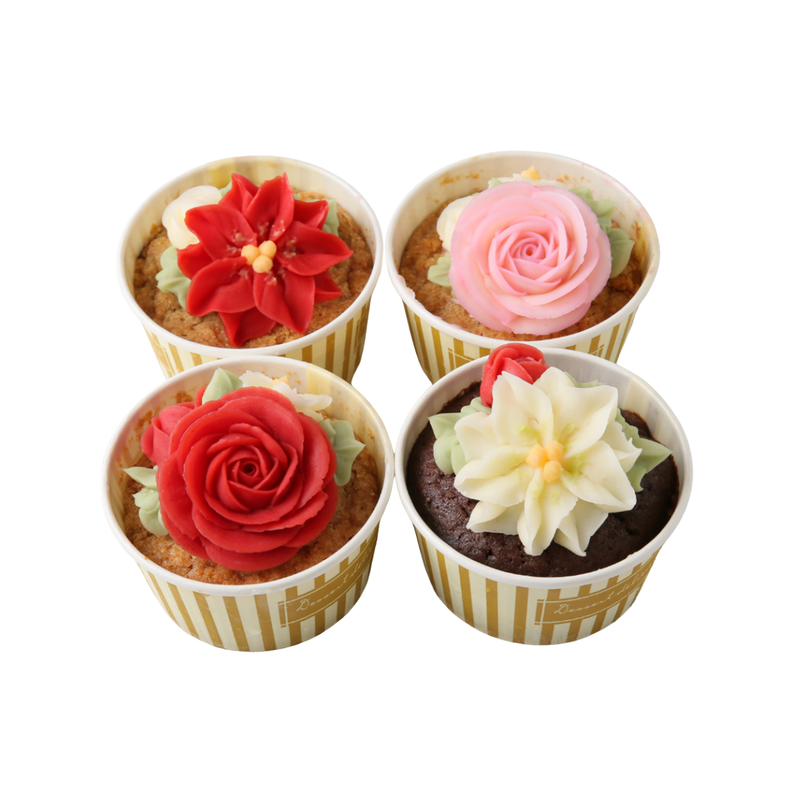 FLOWERPICNIC 立體聖誕花杯子蛋糕盒  (4 x 115g)