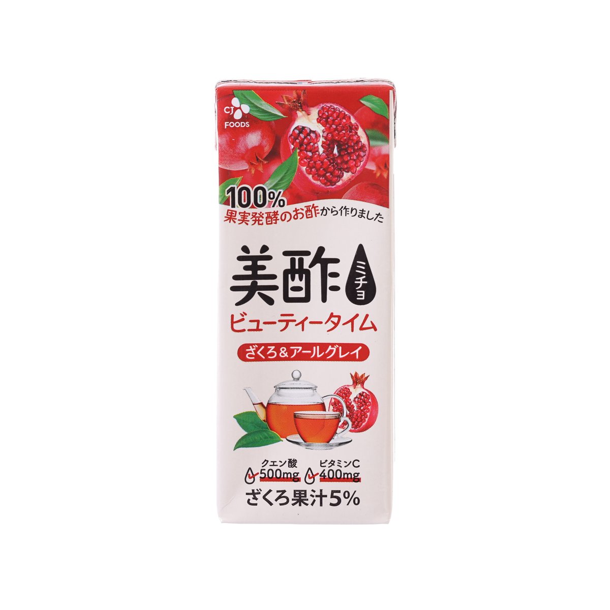 CJ FOODS Micho Drinking Vinegar Tea - Pomegranate & Earl Grey [Tetra Pack]  (200mL)