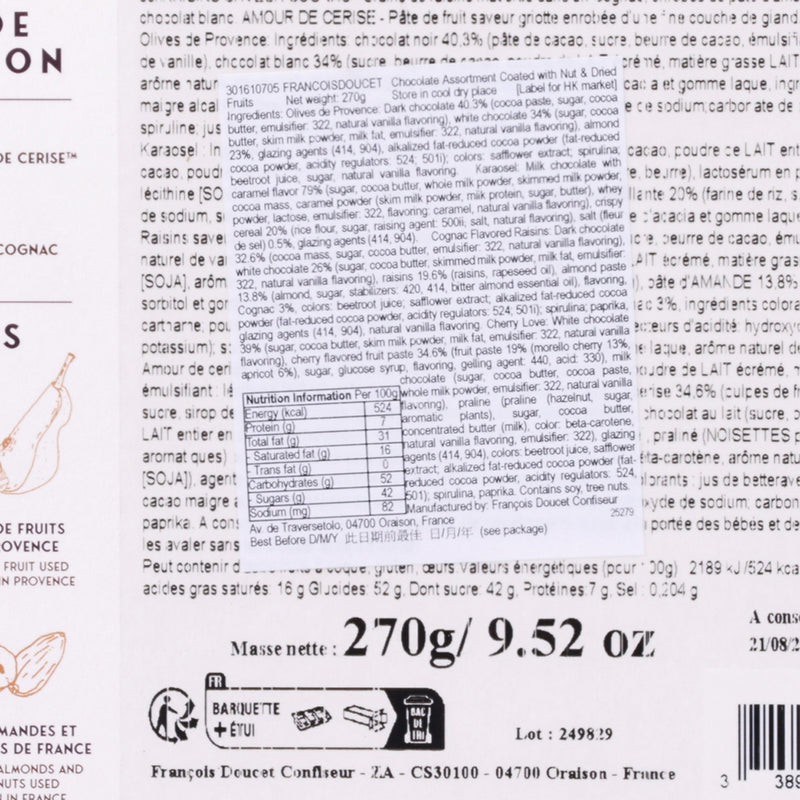 FRANCOISDOUCET Chocolate Assortment Coated with Nut & Dried Fruits  (270g)