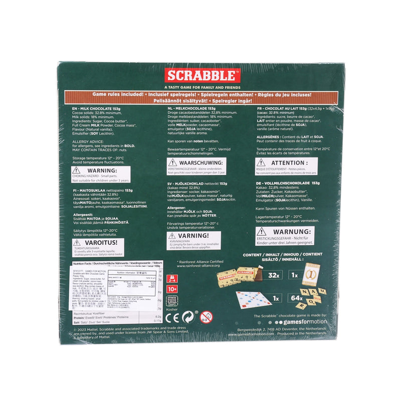 GAMES FOR MOTION Scrabble with Milk Chocolate Game Pieces  (153g)