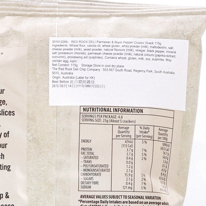 RED ROCK DELI Parmesan & Black Pepper Crostini Snack  (115g)