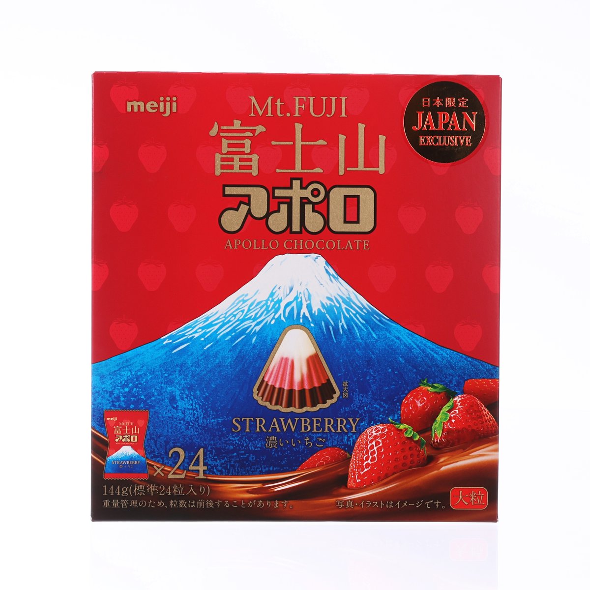 MEIJI Fuji Mountain Apollo Chocolate - Strawberry  (144g)