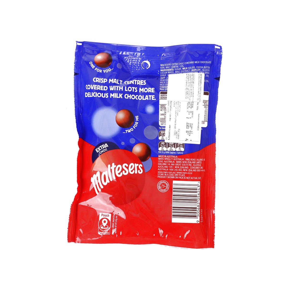 MALTESERS Crisp Malt Centres Covered with Extra Milk Chocolate Pouch  (120g)