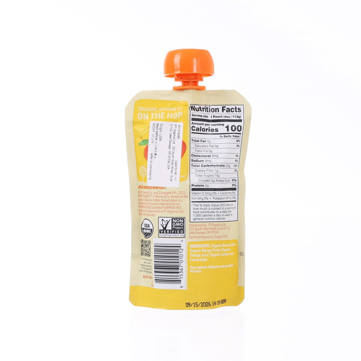 PETER RABBIT Organic Fruit Puree - Banana, Mango & Orange  (113g)
