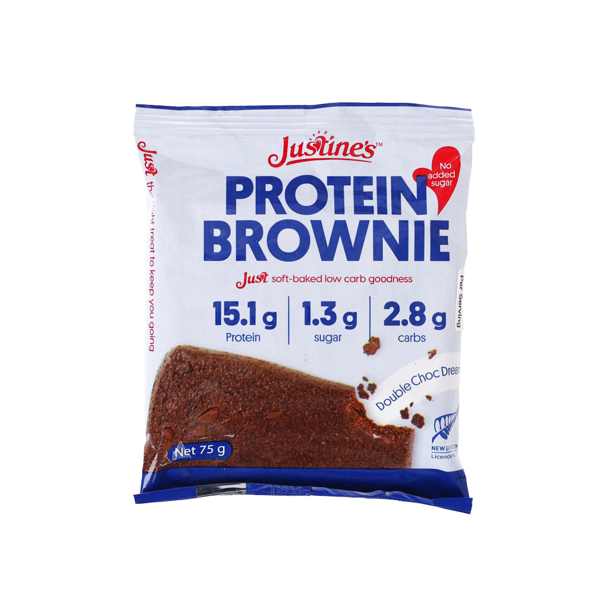 JUSTINES 生酮蛋白質布朗尼 - 雙重朱古力 (75g)