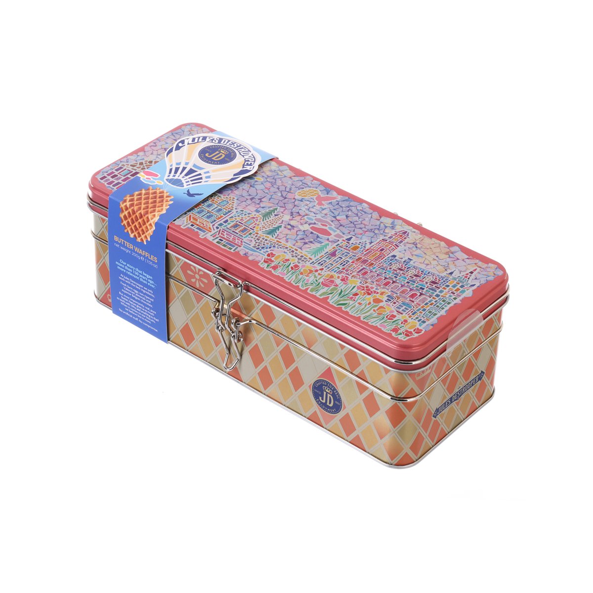 JULES DESTROOPER Mosaic Town Luxury Gift Tin - Butter Waffles  (200g)
