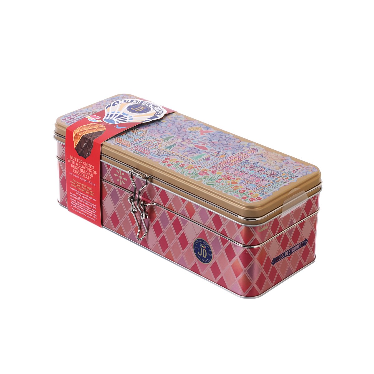 JULES DESTROOPER Mosaic Town Luxury Gift Tin - Butter Crisps with Belgian Dark Chocolate  (200g)