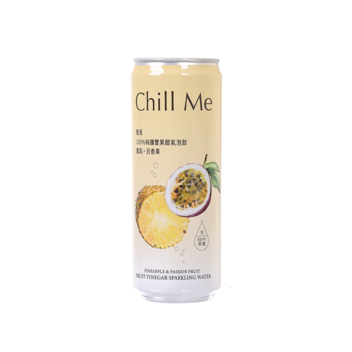 CHILL ME 100% 純釀雙果醋氣泡飲 - 鳳梨百香果 [罐裝]  (313.5mL)