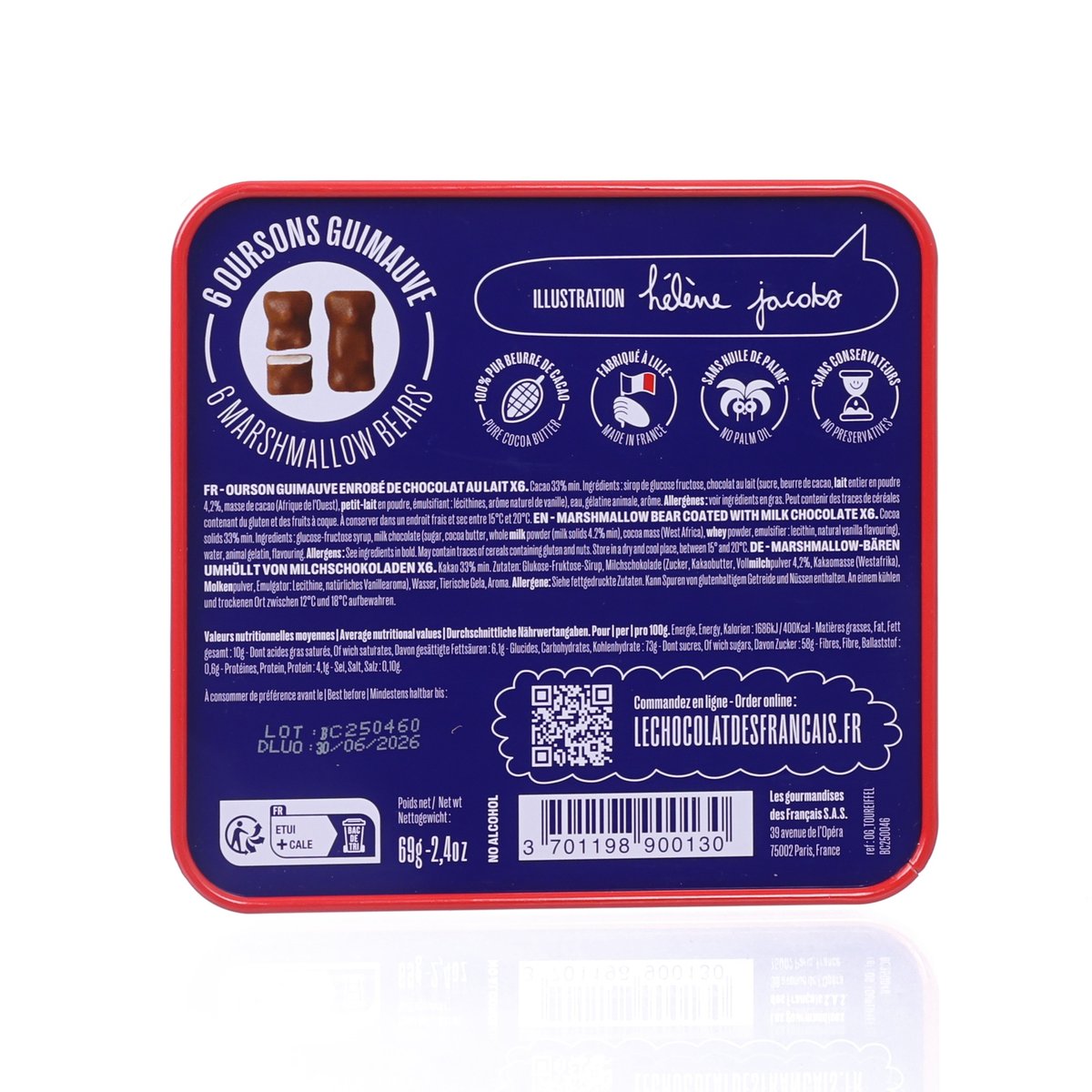 LE CHOCOLAT DES FRANCAIS 有機牛奶朱古力棉花糖熊  (69g)