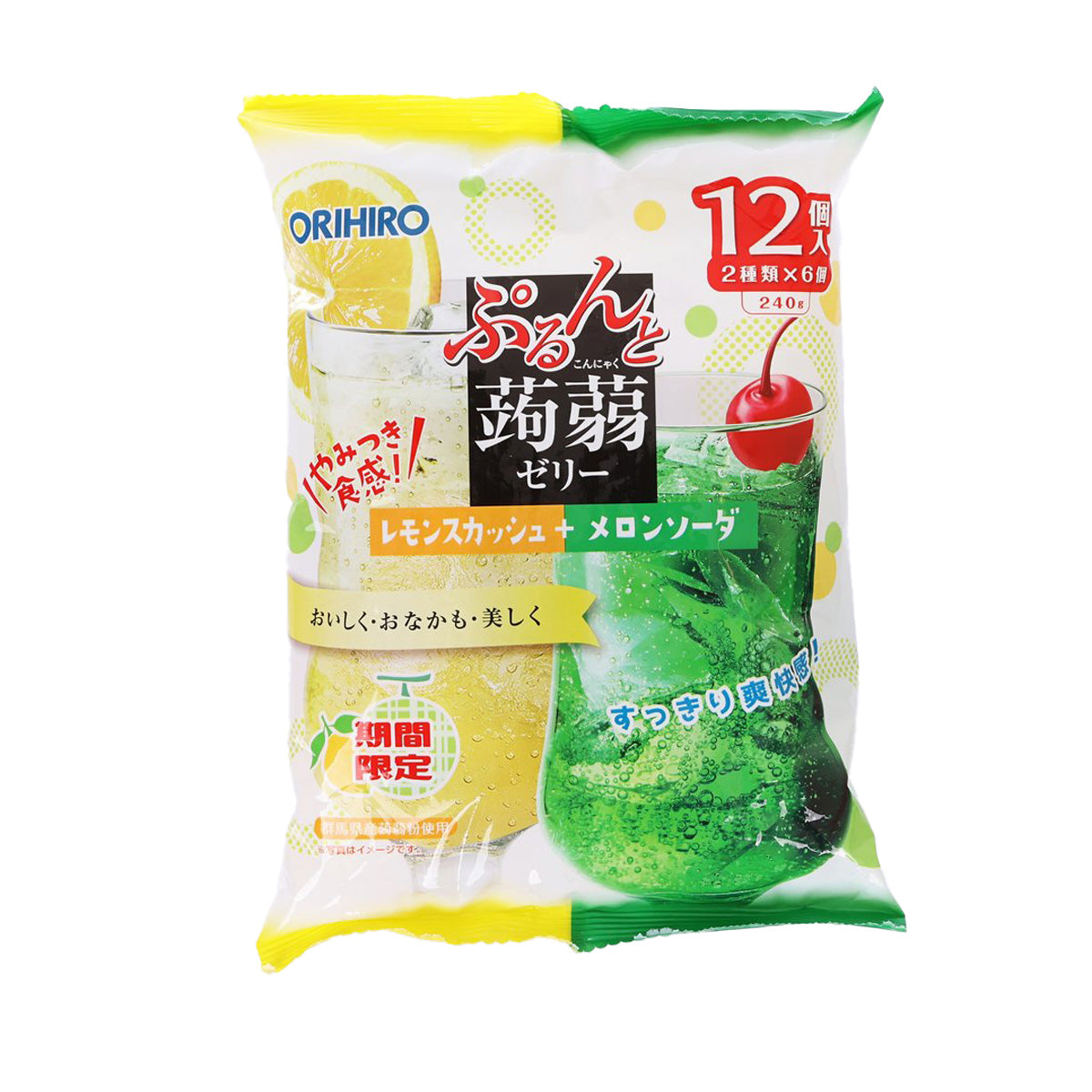 ORIHIRO Konnyaku Jelly - Lemon Squash & Melon Soda  (240g)
