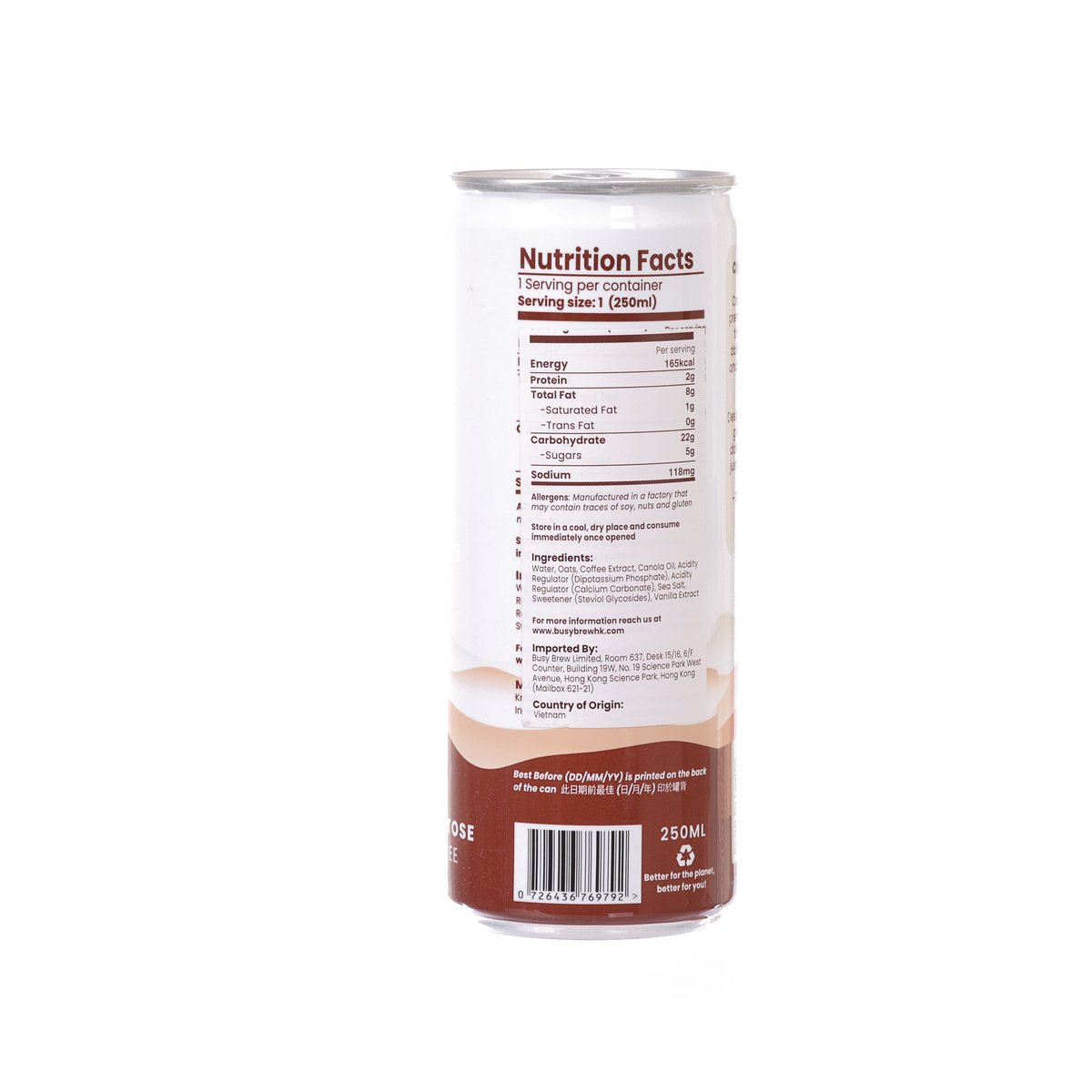 BUSY BREW Vanilla Oat Milk Latte [Can]  (250mL)