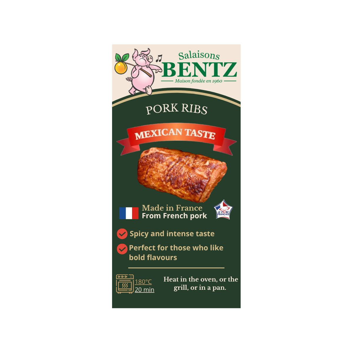 BENTZ 法國手工慢煮豬肋排 (墨西哥風味)  (200g)