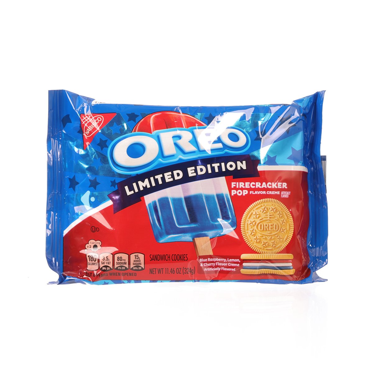 OREO Firecracker Pop (Blue Raspberry, Lemon & Cherry) Flavor Cream Cookies  (324g)