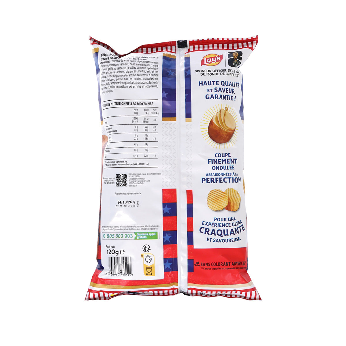 LAY'S FIFA US Style BBQ Ribs Flavored Potato Chips  (120g)