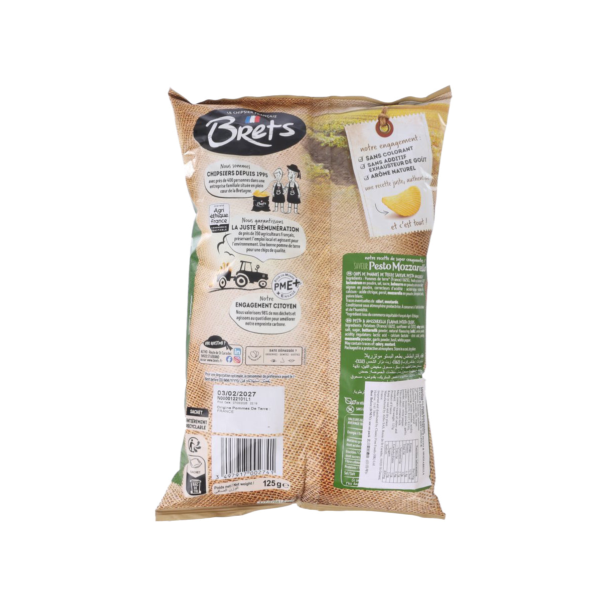 BRET'S French Pesto & Mozzarella Chips  (125g)