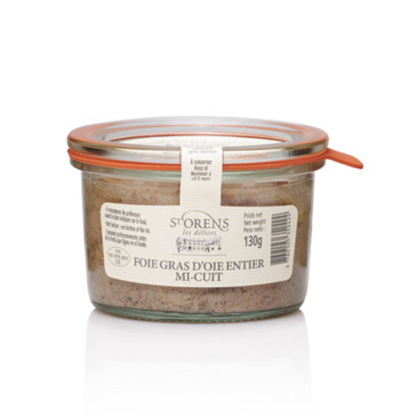 LES DELICES DE SAINT ORENS Whole Goose Foie Gras Semi-cooked Glass Jar with Port Wine  (130g)