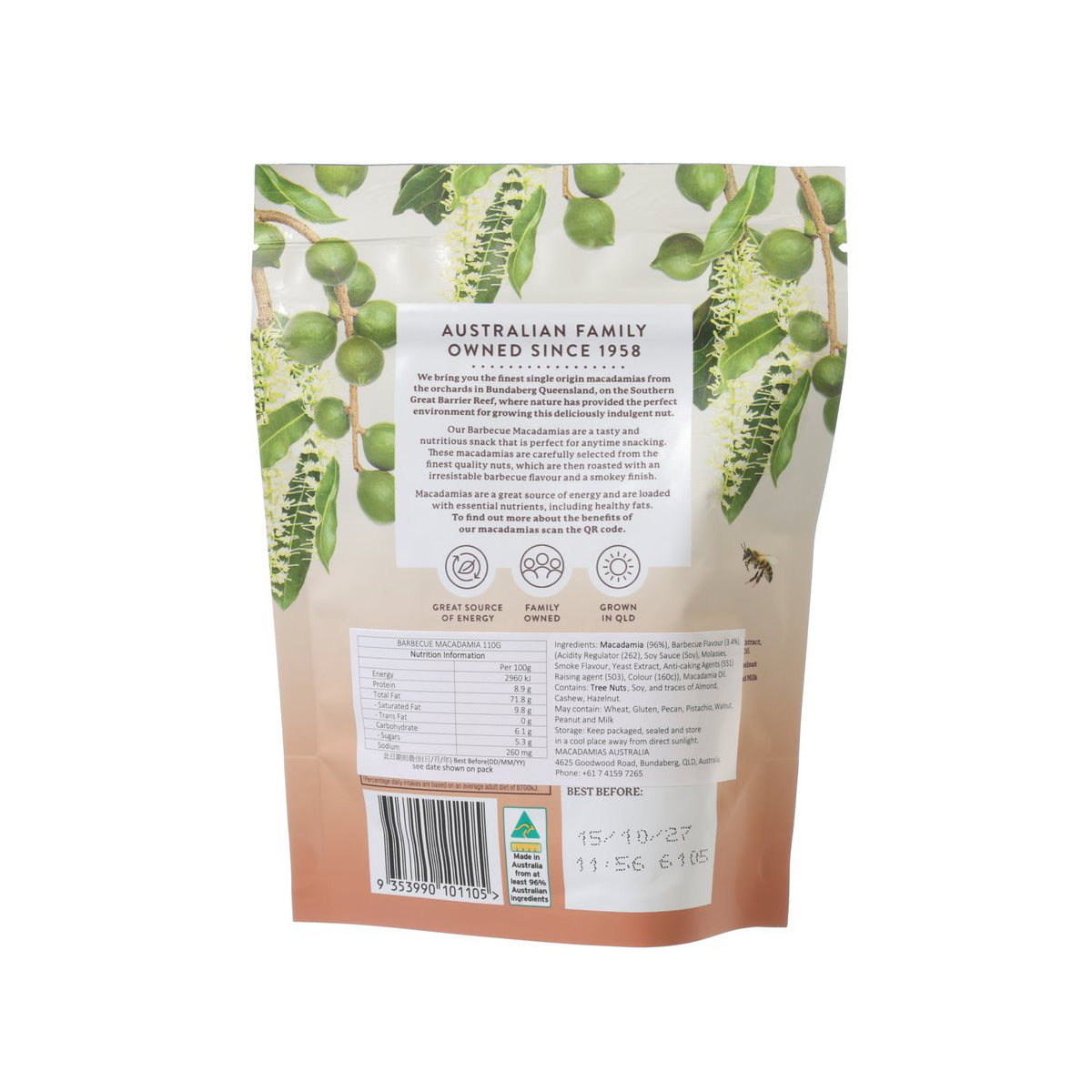 MACADAMIAS AUSTRALIA Barbecue Macadamia  (110g)