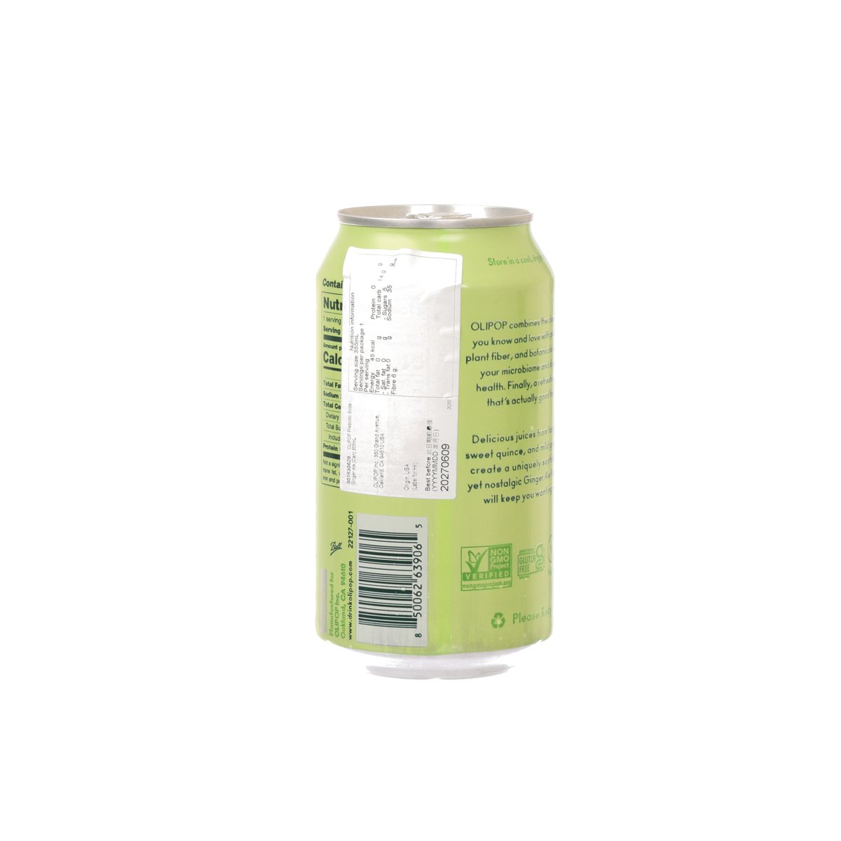 OLIPOP Prebiotic Soda - Ginger Ale [Can]  (355mL)