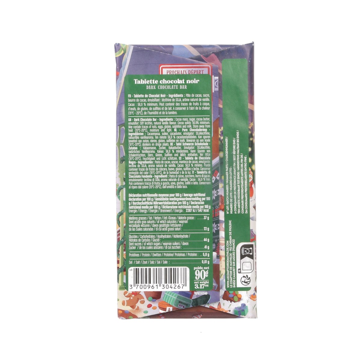 LE COMPTOIR DE MATHILDE Christmas Dark Chocolate Bar  (90g)