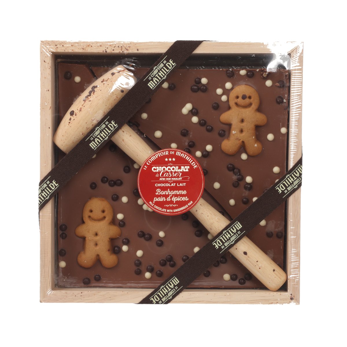 LE COMPTOIR DE MATHILDE Gingerbread Man Milk Chocolate and Crispy Pearls with Hammer  (350g)