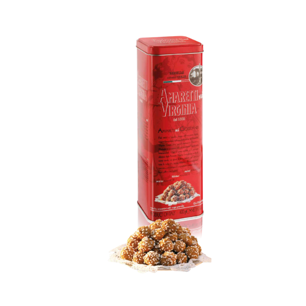 VIRGINIA Traditional Crunchy Amarettini Biscuits Covered with Sugar Granules - Spaghetti Tin  (400g)