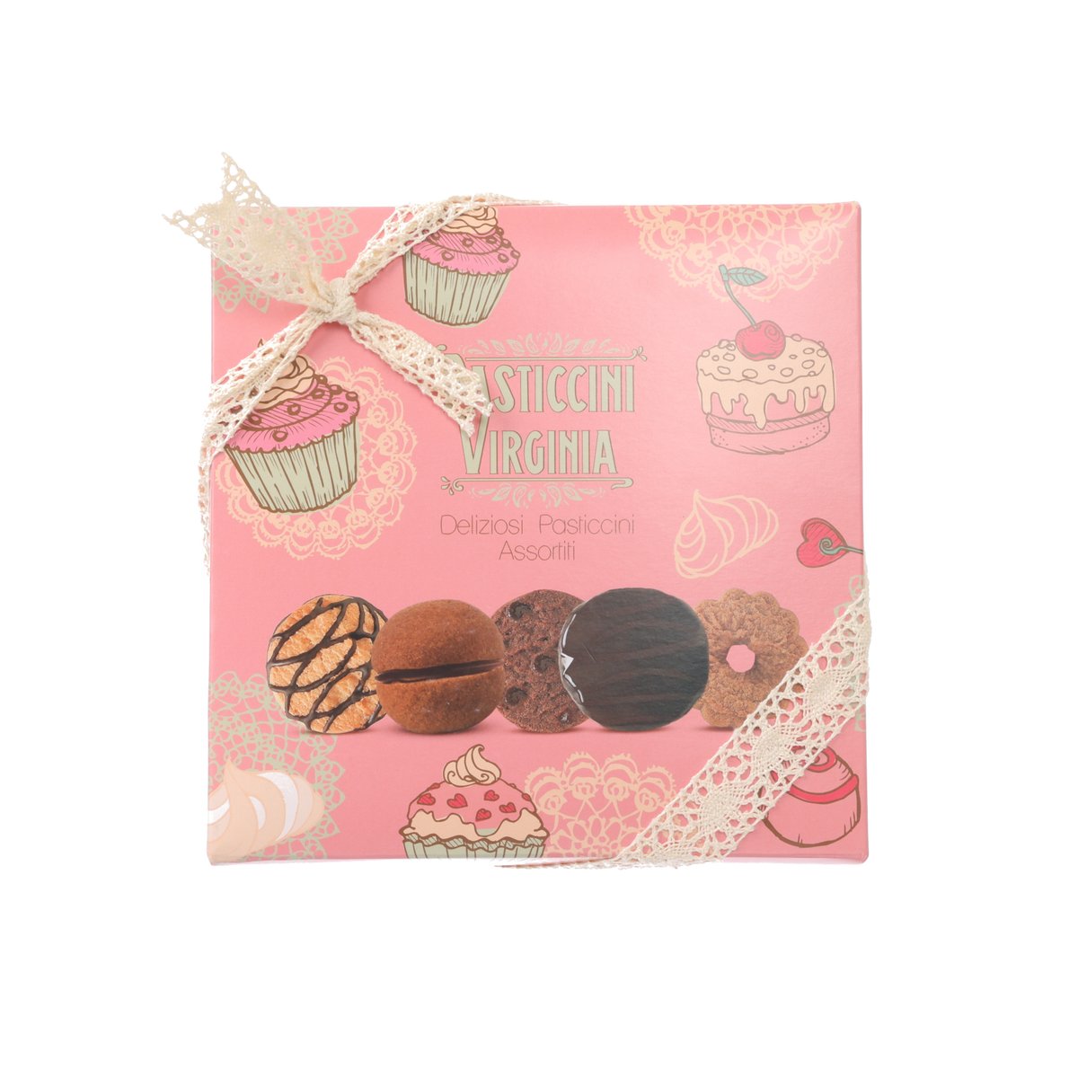 VIRGINIA Pasticcini Assorted Chocolate Biscuits - Pink Box  (180g)