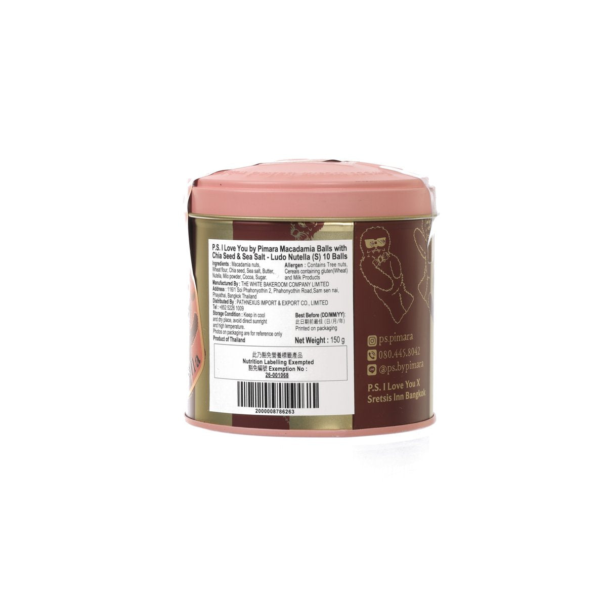P.S. I LOVE YOU By Pimara Macadamia Balls with Chia Seed & Sea Salt - Ludo Nutella  (150g)