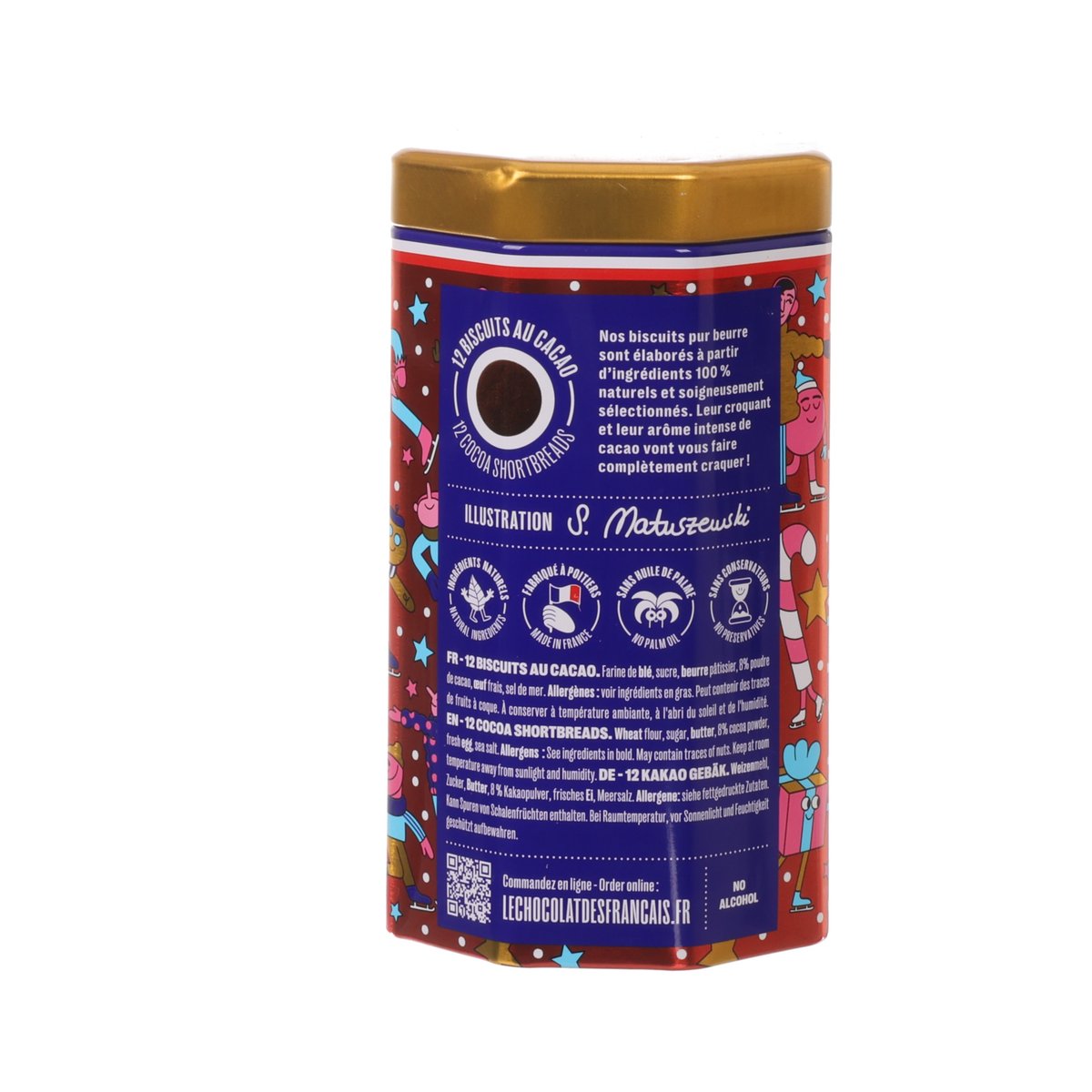 LE CHOCOLAT DES FRANCAIS Christmas Tin Cocoa Shortbreads  (120g)