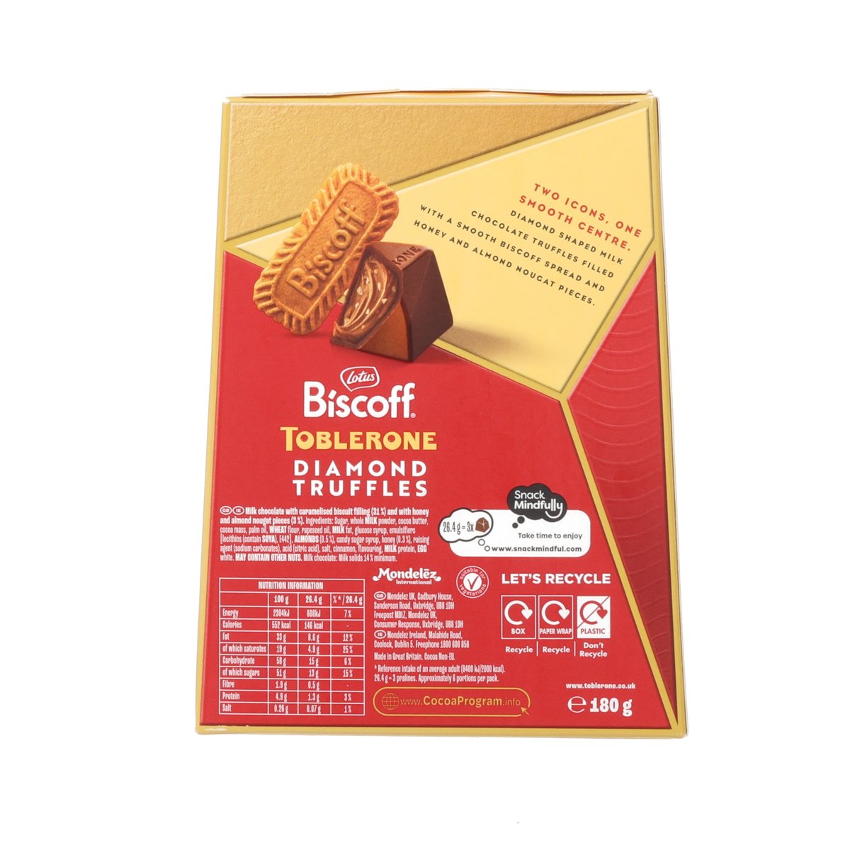 TOBLERONE Milk Chocolate Truffles Biscoff Pralines Premium Gift Box  (180g)