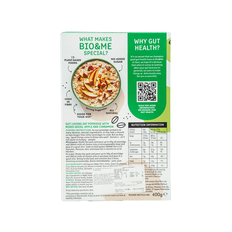 BIO & ME Apple & Cinnamon Porridge Oat  (400g)